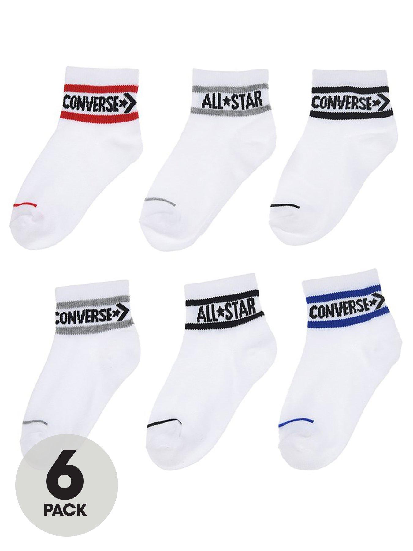 Official Store • Converse Older Kids Wordmark Ankle 6pk Socks - White At