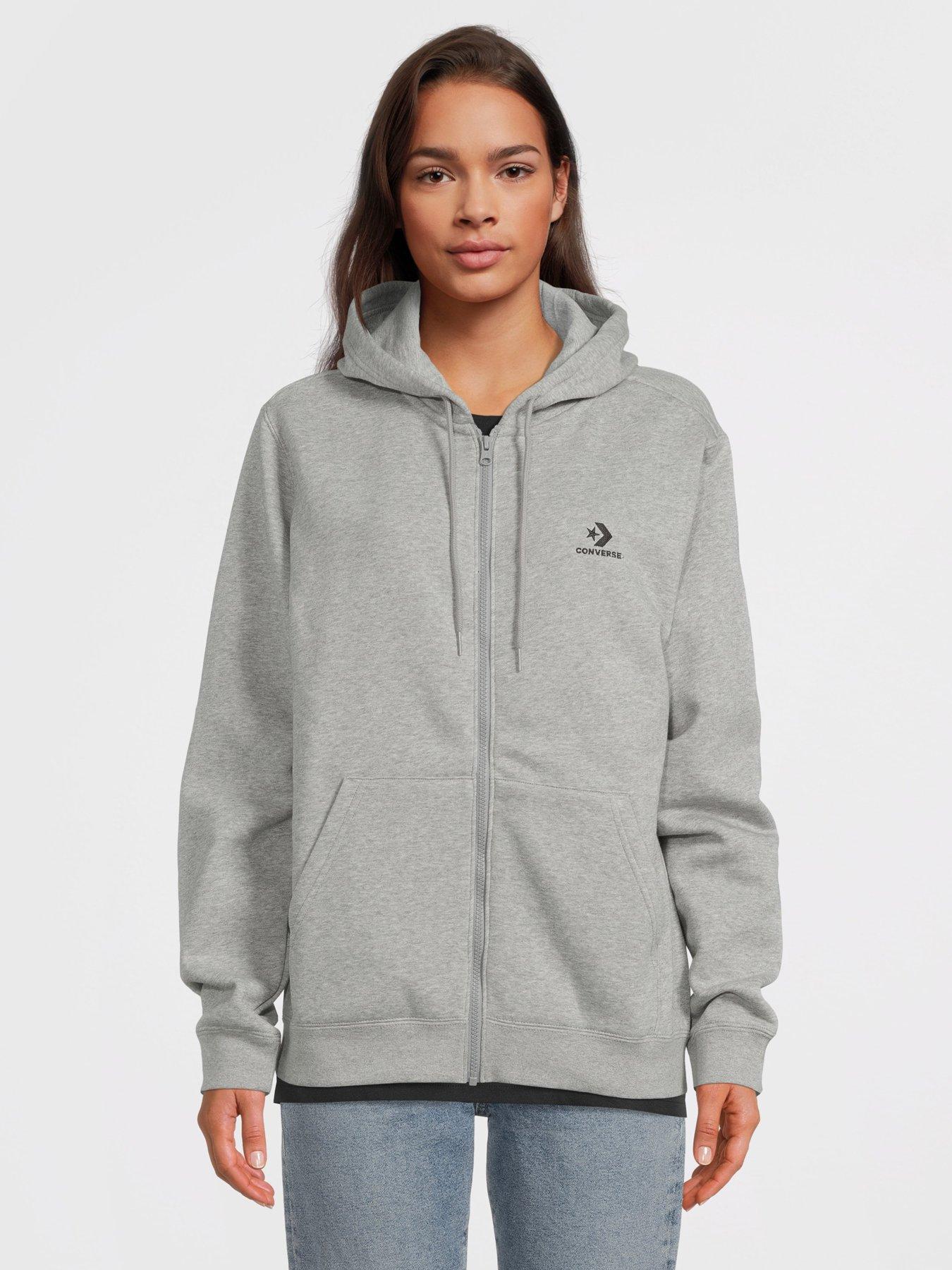 Purchase Converse Left Chest Star Chevron Embroidered Full Zip Hoodie - Grey  for All the people - sales in 2022
